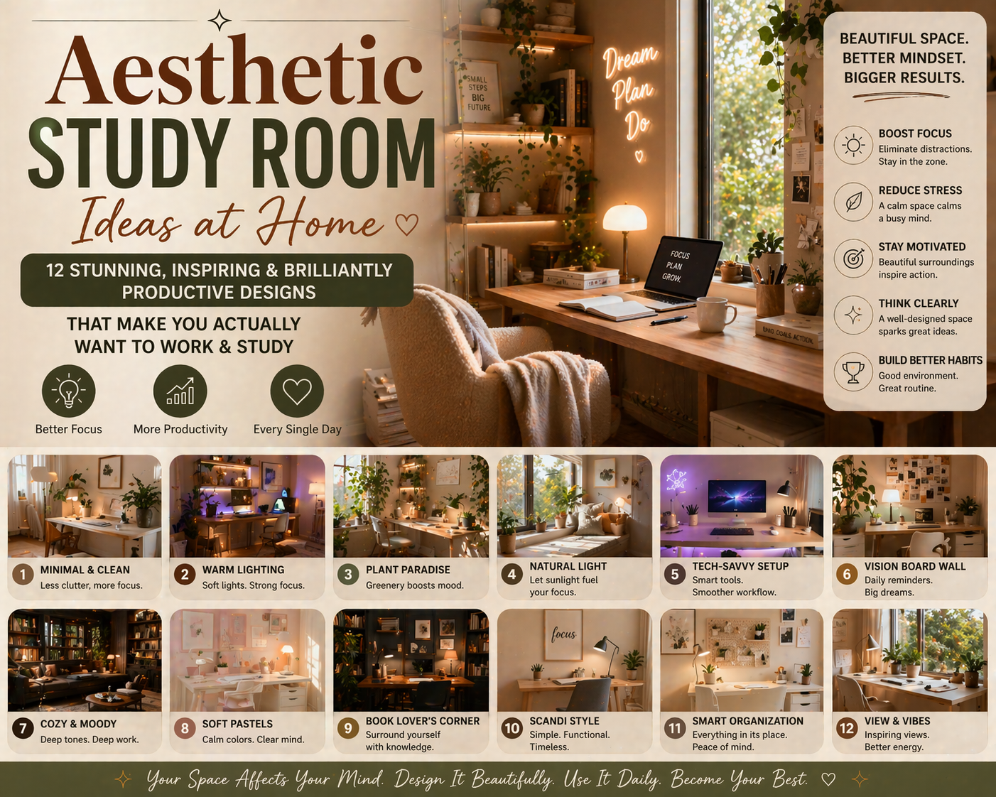 aesthetic study room ideas at home