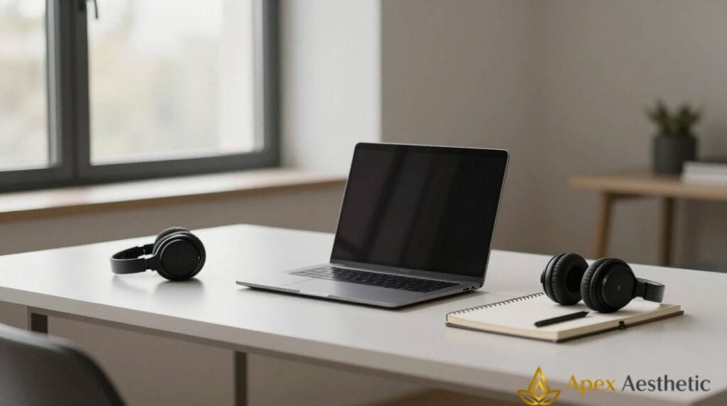 Minimalist workspace designed for deep focus and concentration.