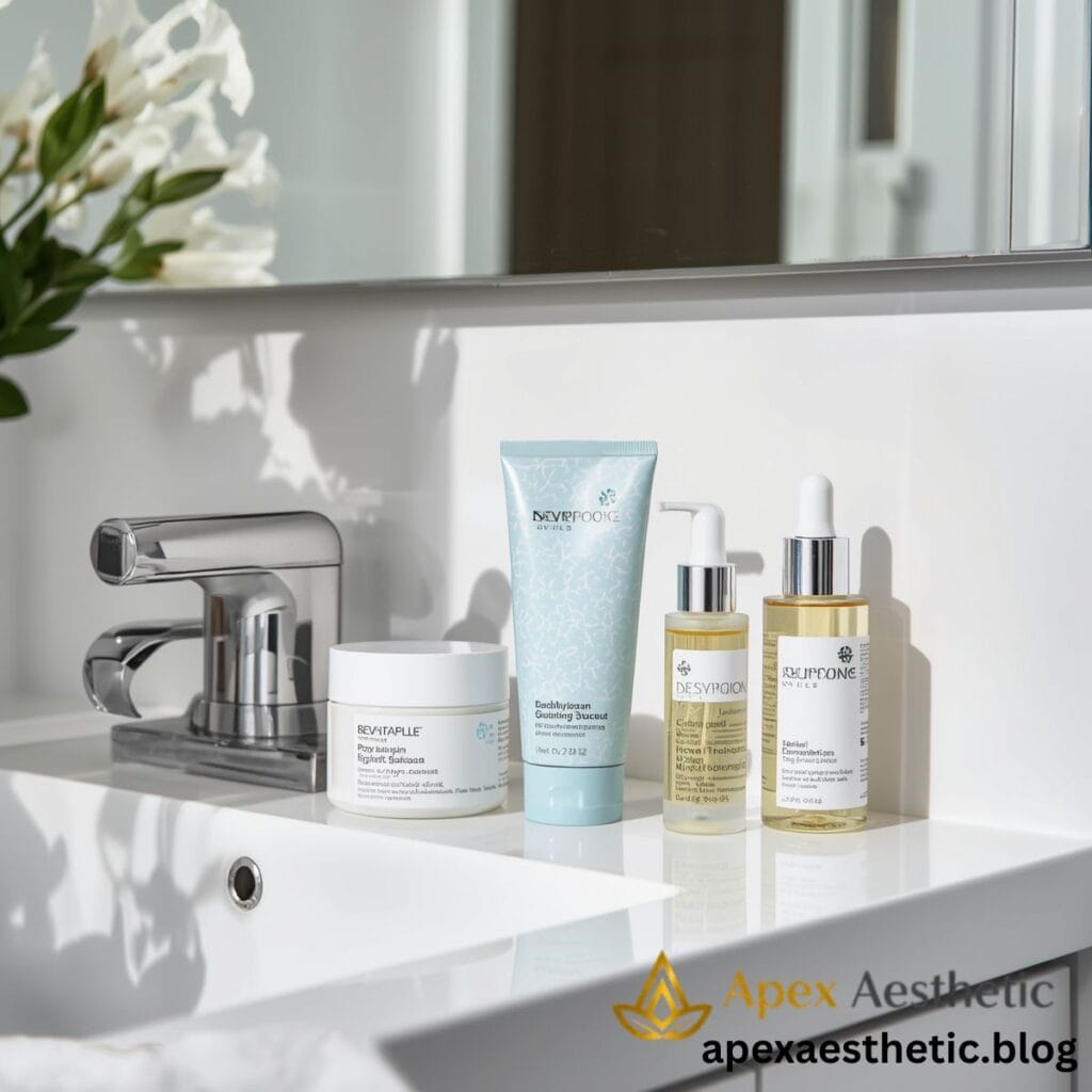 Nighttime skincare products showing safe and unsafe combinations for slugging.